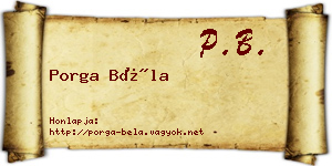 Porga Béla névjegykártya